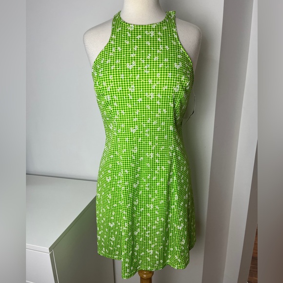 Vintage Dresses & Skirts - Vintage 90s Green Gingham Sleeveless Dress
